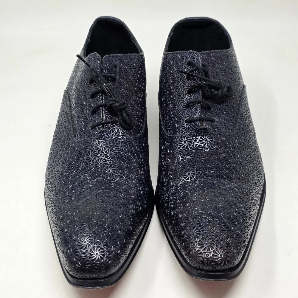 Gianni Fioretti Men's Navy Blue Leather Shoes Made In Italy Size 44 Pre-owned